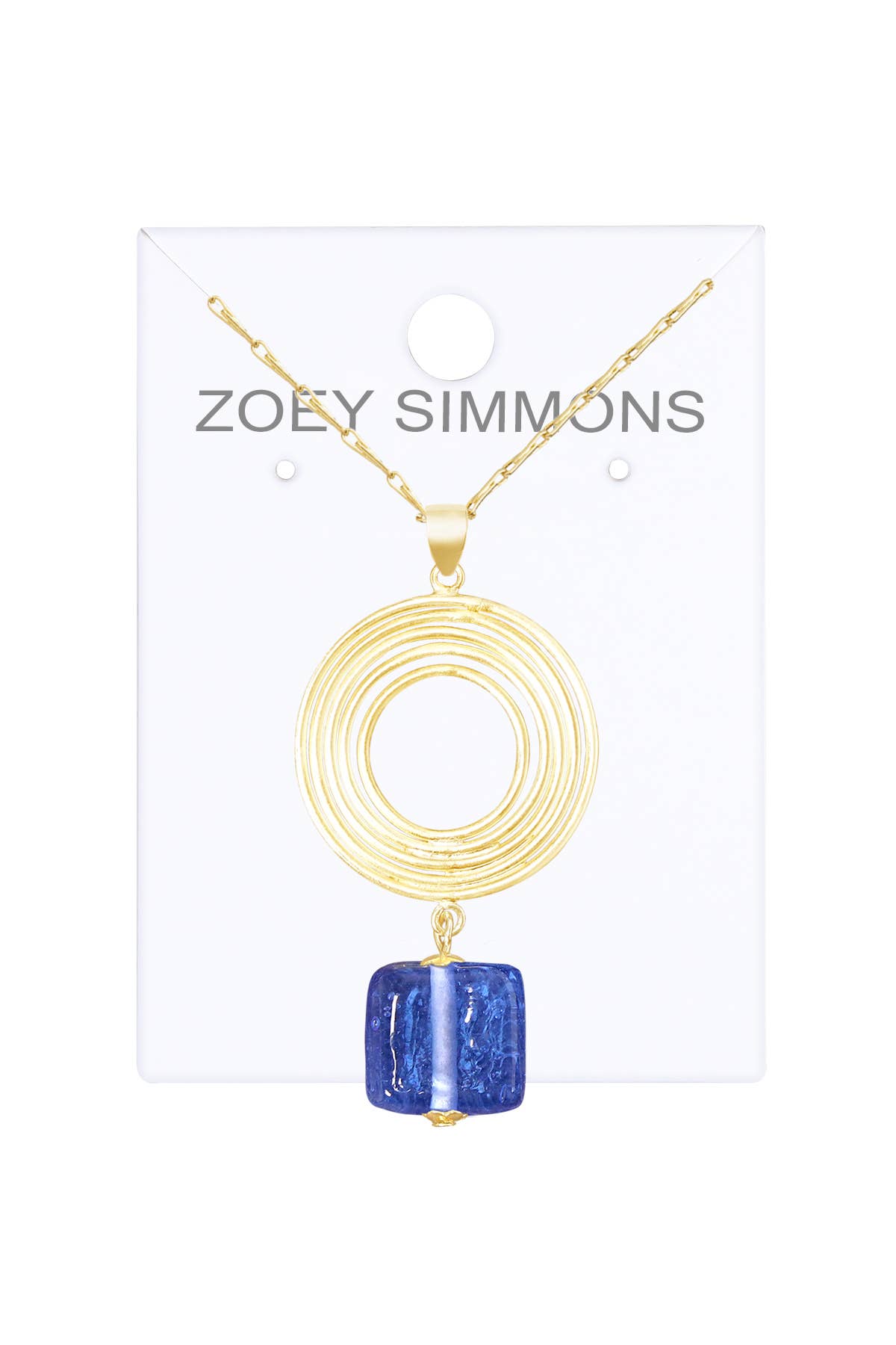 Zoey Simmons - Tanzanite Murano Glass & Swirl Disc Pendant Necklace - GF