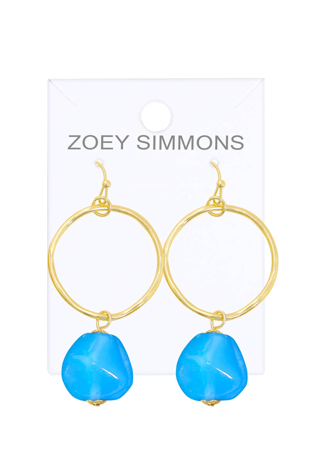 Zoey Simmons - Blue Murano Glass & Hoop Drop Earrings - GF