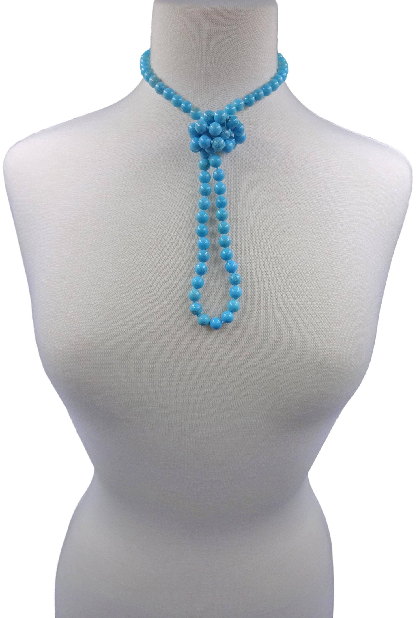 36" 8MM Polished Magnesite Turquoise Infinity Necklace