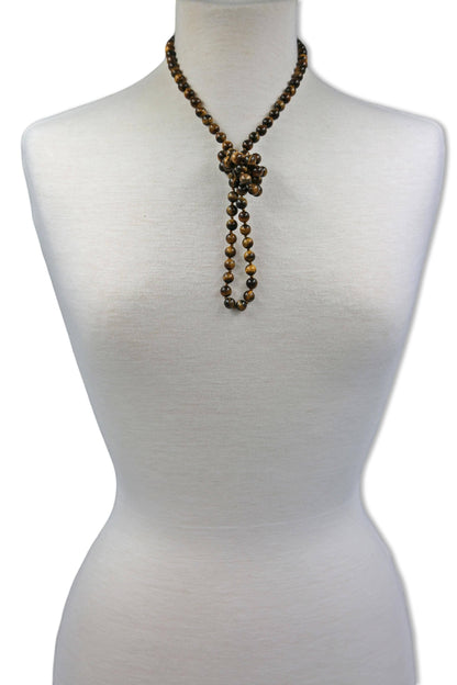 36" 8MM Polished Tigers Eye Infinity Necklace