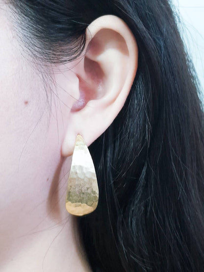 Zoey Simmons - 14k Gold Plated Hammered Teardrop Earrings - GP