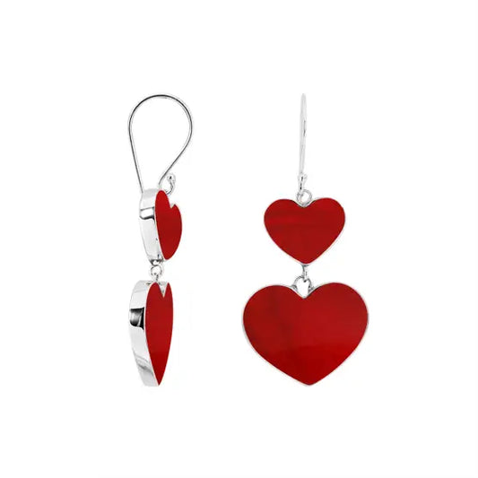 Double Heart Sterling Silver Earrings