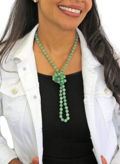 36" 8MM Polished Aventurine Infinity Necklace