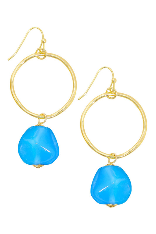 Zoey Simmons - Blue Murano Glass & Hoop Drop Earrings - GF