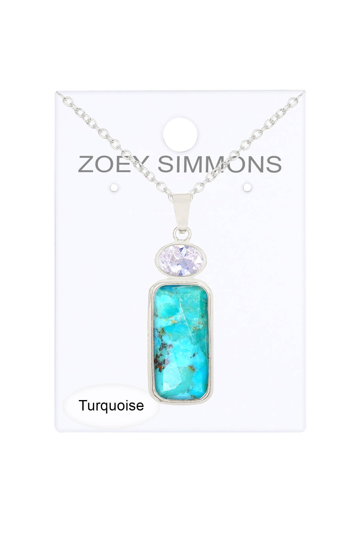 Zoey Simmons - Turquoise With CZ Pendant Necklace - SF