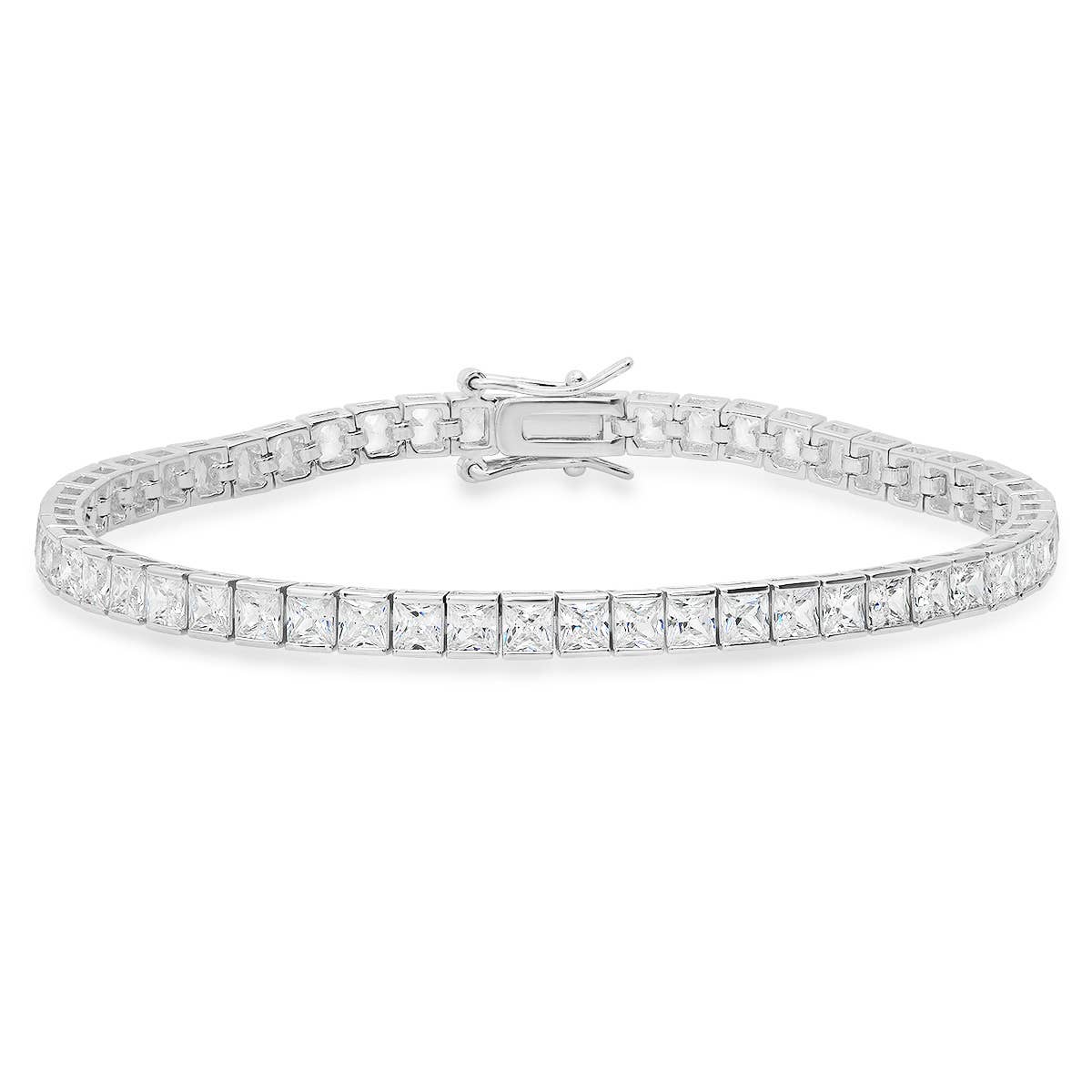 925 Silver/Gold Princess-cut Diamond CZ Tennis Bracelet