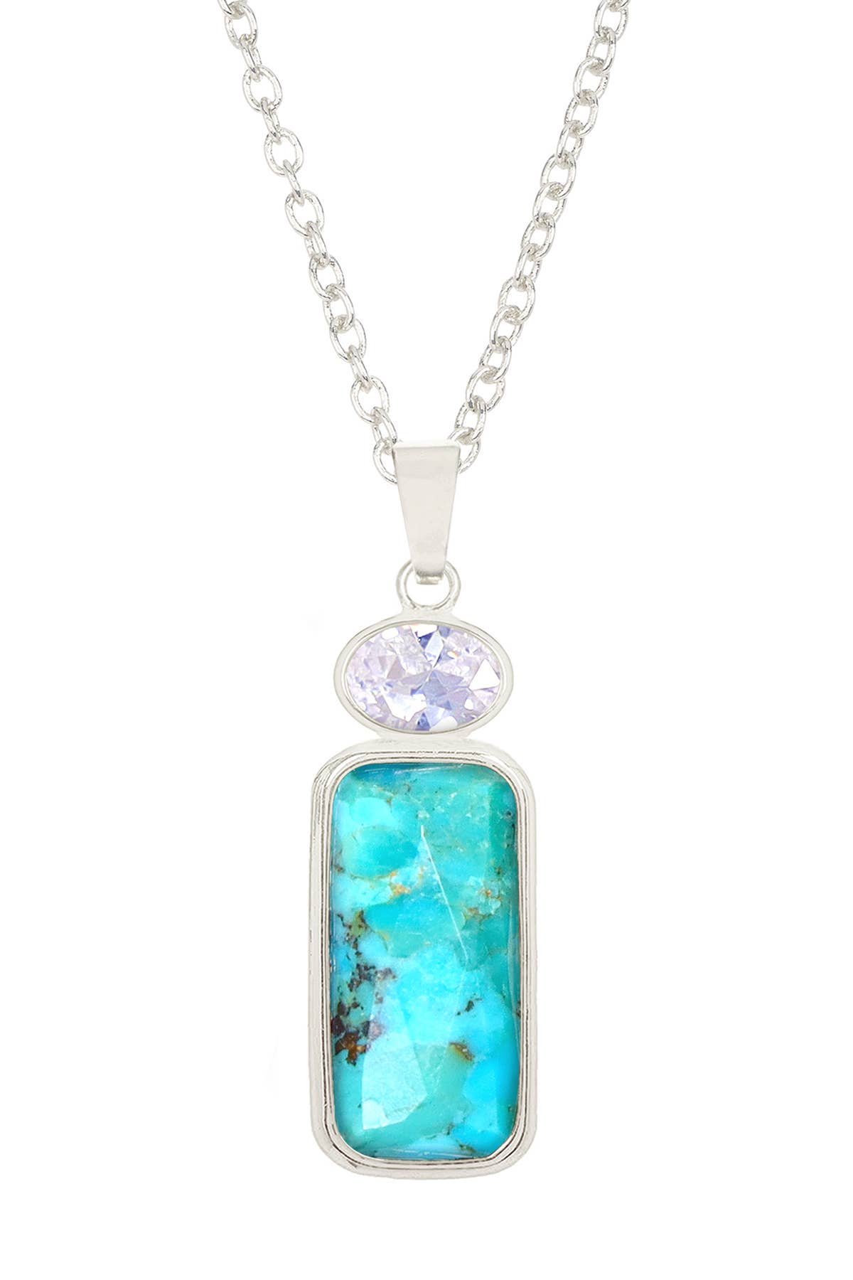 Zoey Simmons - Turquoise With CZ Pendant Necklace - SF