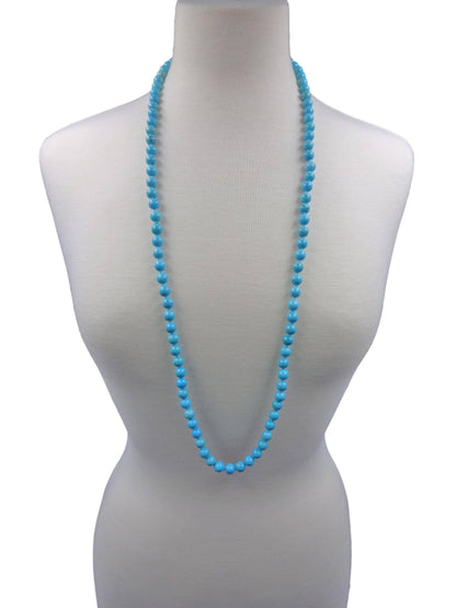 36" 8MM Polished Magnesite Turquoise Infinity Necklace