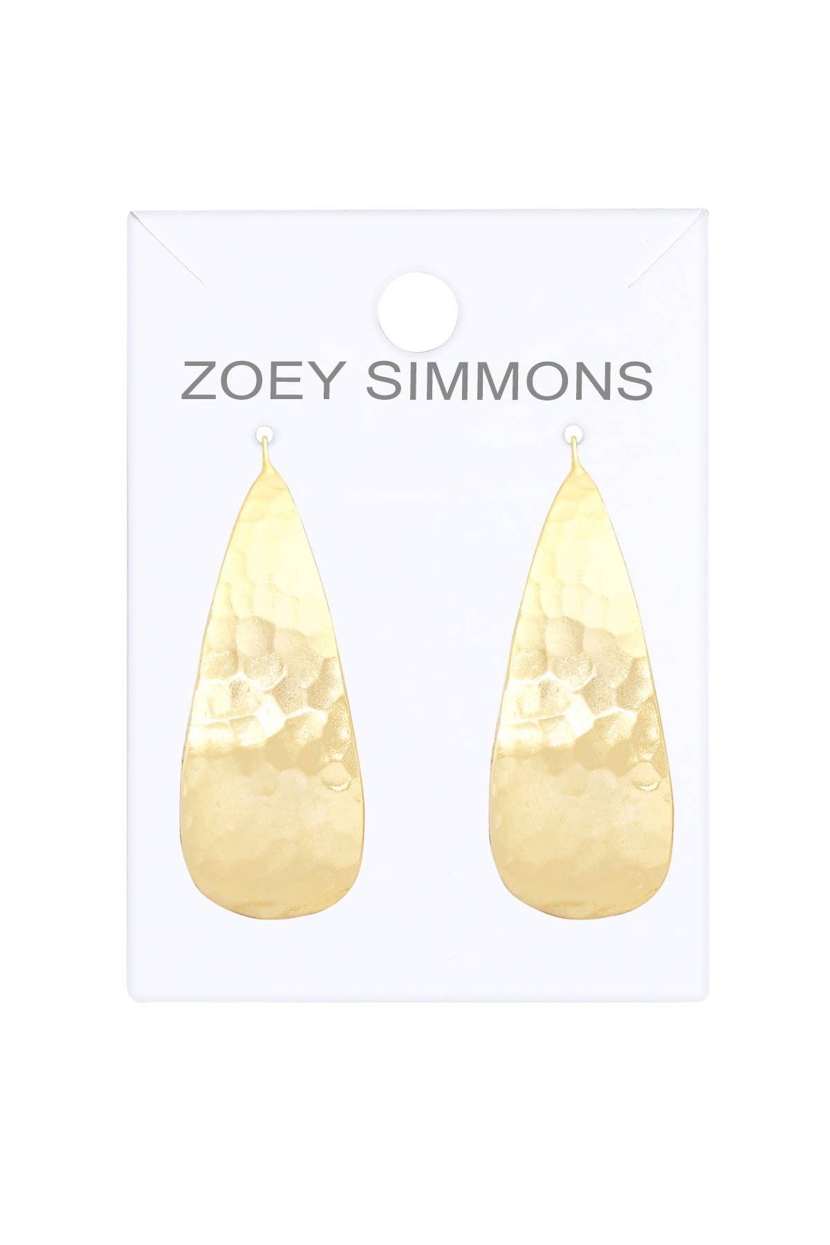 Zoey Simmons - 14k Gold Plated Hammered Teardrop Earrings - GP