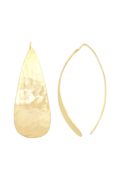 Zoey Simmons - 14k Gold Plated Hammered Teardrop Earrings - GP