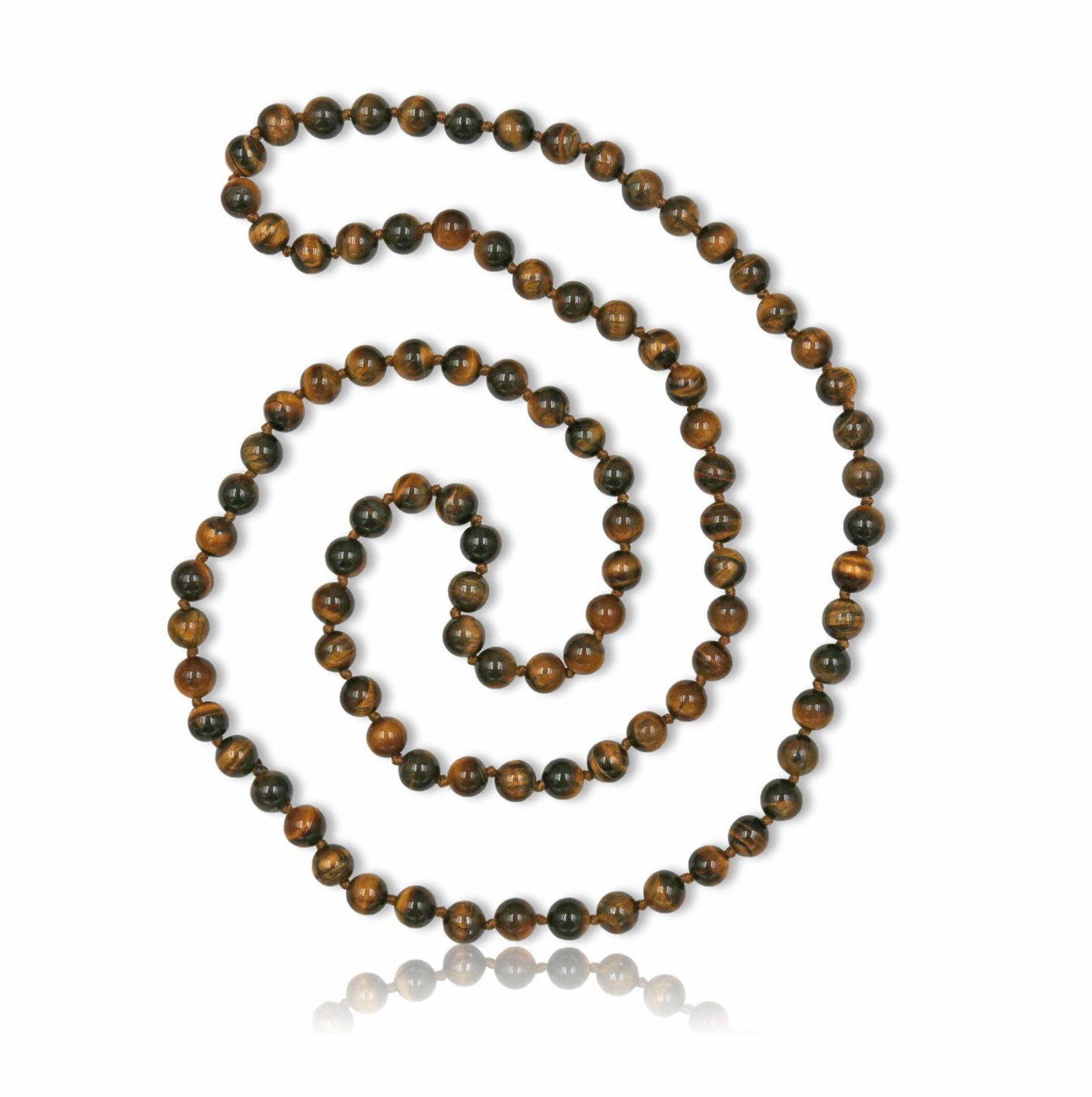 36" 8MM Polished Tigers Eye Infinity Necklace